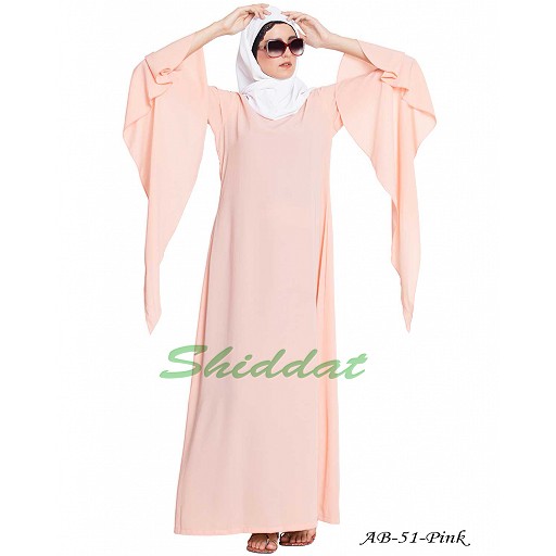 Fairy sleeves abaya- Pink